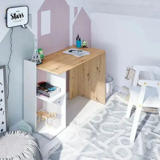 Scrivania ad angolo reversibile rovere nodi-bianco Scrivanie Hobby Shop Solution   