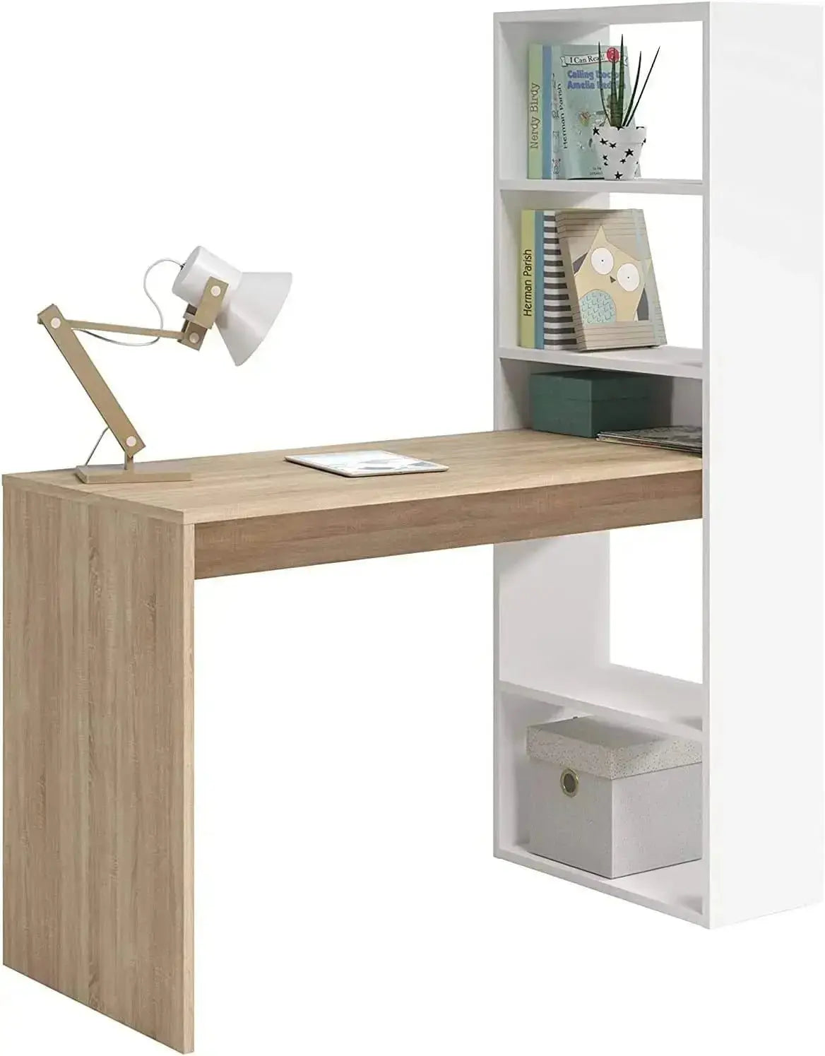Scrivania con libreria duplo bianco rovere Scrivanie FORES   