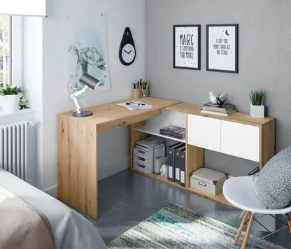 Scrivania-libreria 3 posizioni rovere nodi-bianco Scrivanie Hobby Shop Solution   