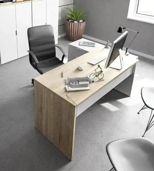 Scrivania ufficio con cassettiera bianco rovere Scrivanie FORES   