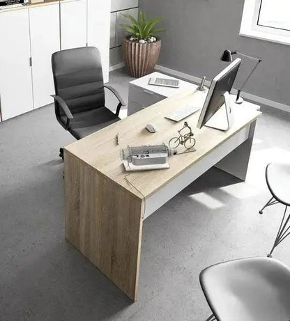 Scrivania ufficio con cassettiera bianco rovere Scrivanie FORES   