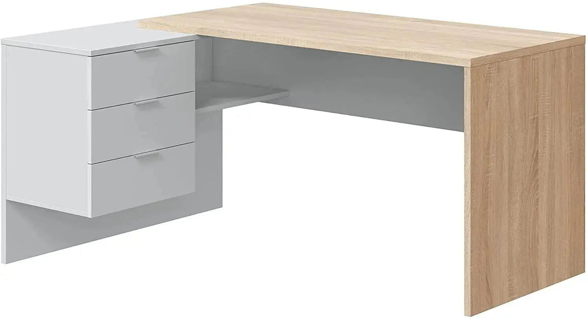 Scrivania ufficio con cassettiera bianco rovere Scrivanie FORES   