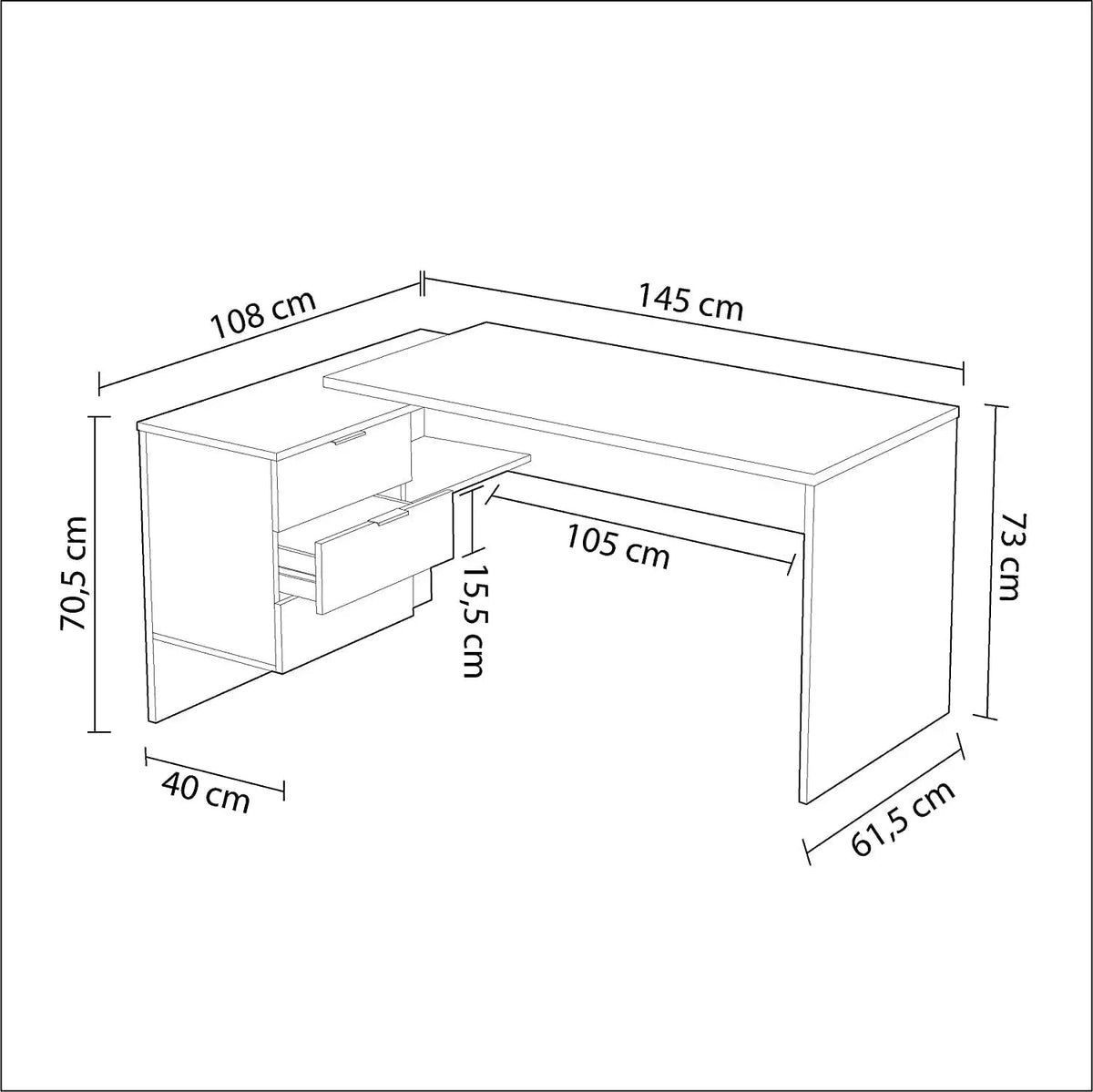 Scrivania ufficio con cassettiera bianco rovere Scrivanie FORES   