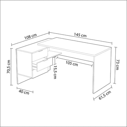 Scrivania ufficio con cassettiera bianco rovere Scrivanie FORES   