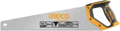 Segaccio a mano professionale 500mm Ingco con lama SK5 e denti tripli 7TPI, ideale per tagli precisi e duraturi in ambito giardinaggio e falegnameria.
