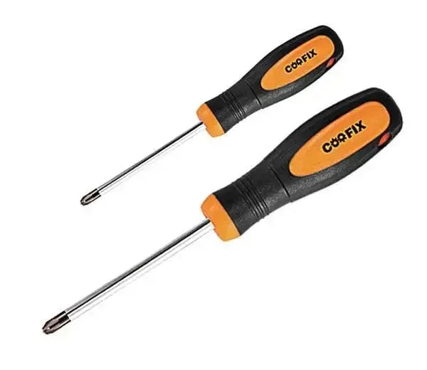 Set 2 cacciaviti Pozi CRV con manico ergonomico antiscivolo e punta magnetica, misure PZ 1 5x100 e PZ 1 6x150 per utensili professionali