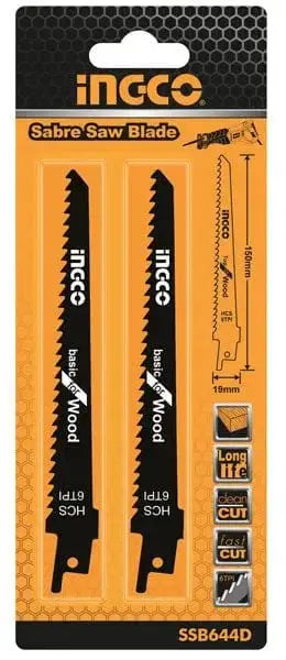 Set 2pz lama di ricambio per seghetto a gattuccio Ingco HCS 150x19x1,25mm per tagli precisi su legno e plastica. Compatibile con seghetti alternativi.