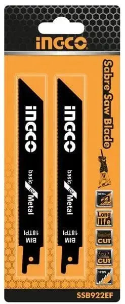 Set 2pz lama di ricambio per seghetto a gattuccio Ingco in blister, lame 150x19x0,9 mm 18TPI Bi-Metal per taglio metallo e lamiera