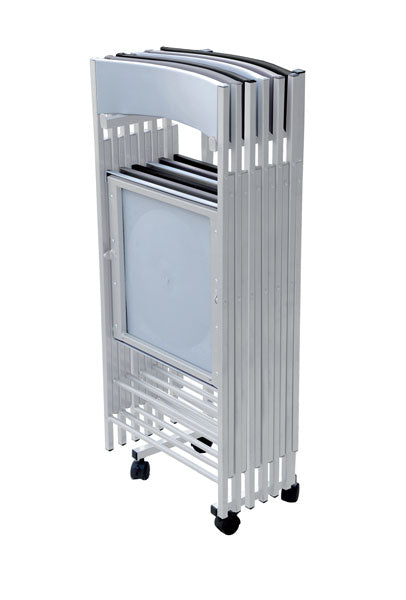 Set di 6 Sedie Pieghevoli Tikawilly con Carrello Assortiti in Acciaio - Bianco, Grigio e Nero Sedie Hobby Shop Solution   
