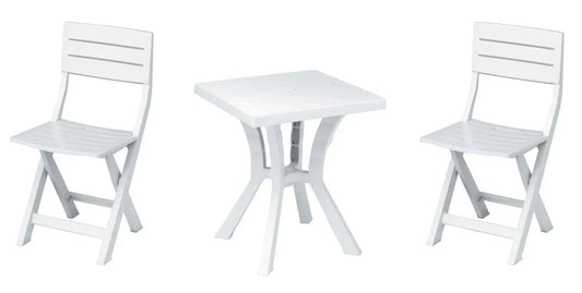 Set da giardino composto di tavolo con 2 sedie bianco Set da giardino DIMAPLAST   