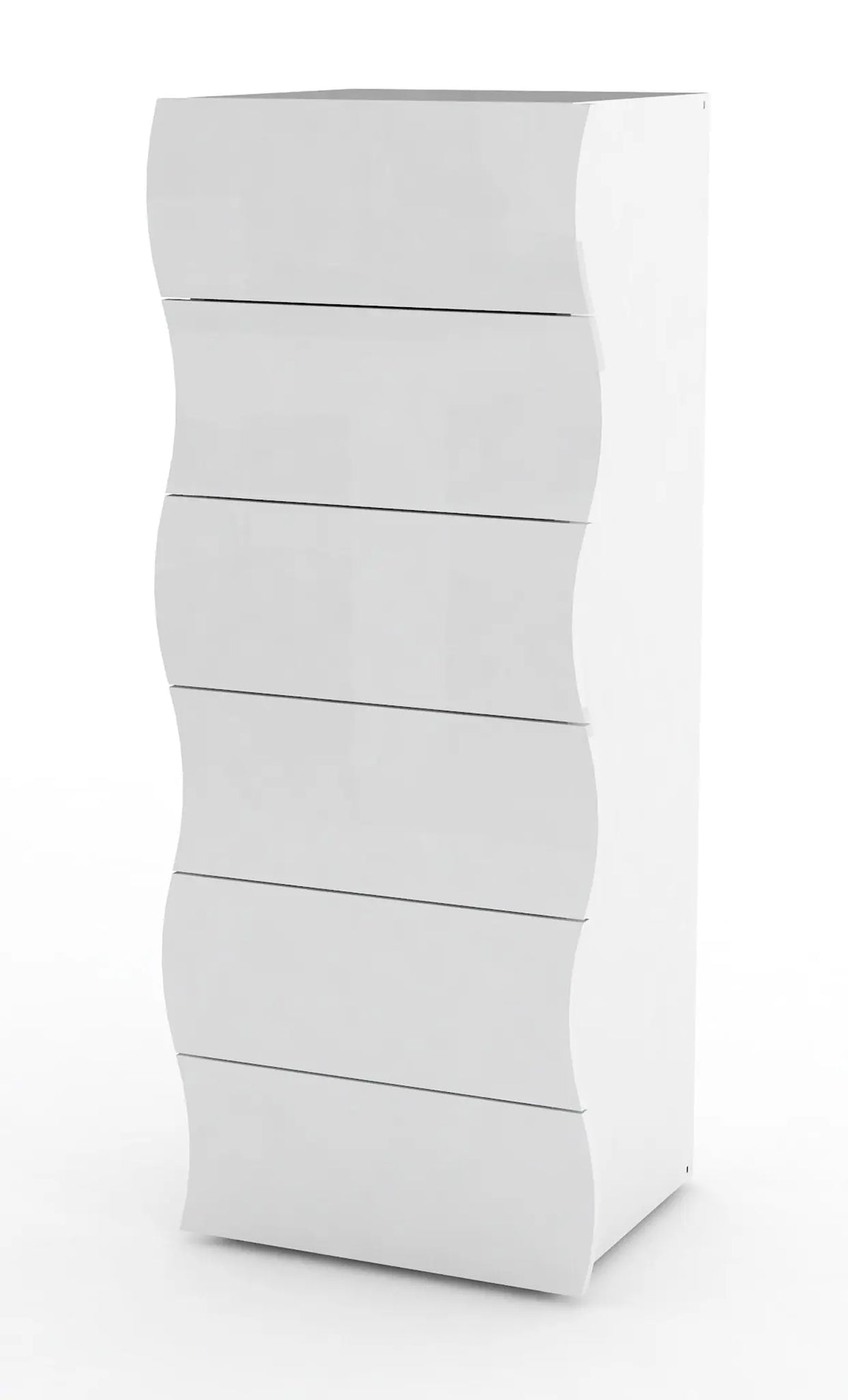 Settimino Moderno ONDA Bianco Lucido a 6 Cassetti Scarpiere Italy Web Forniture   