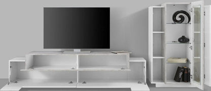 Soggiorno CORO: Porta TV + Vetrina Bianco Lucido con Elemento Cemento Porta tv Web forniture   