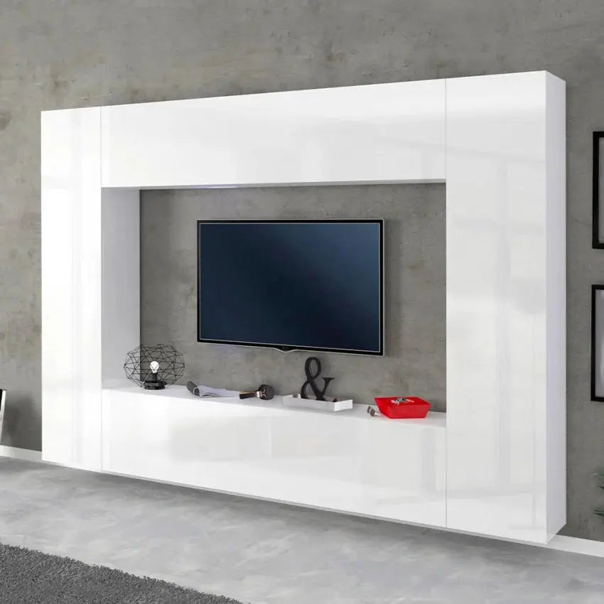 Soggiorno moderno MARUSKA bianco lucido cm 260 Soggiorni Italy Web forniture   