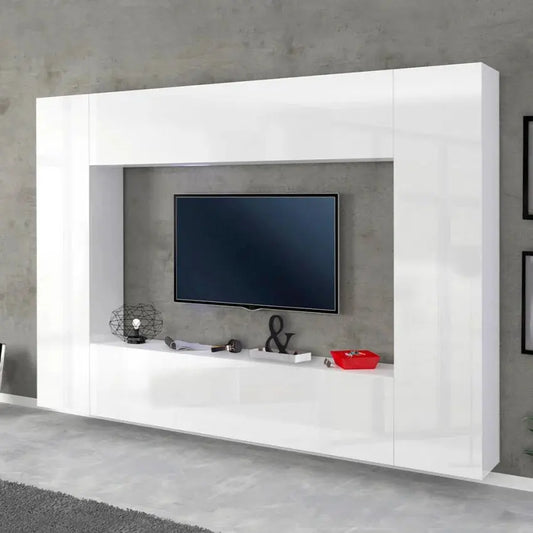 Soggiorno moderno MARUSKA bianco lucido cm 260 Soggiorni Italy Web forniture   