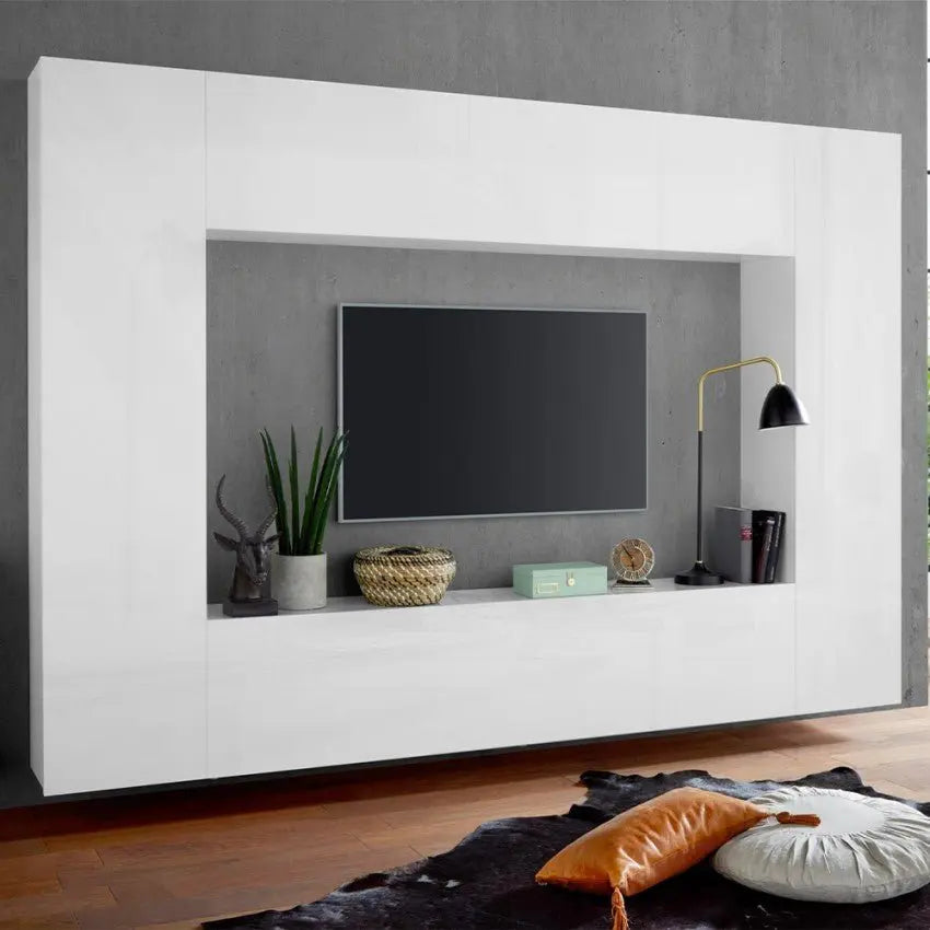 Soggiorno moderno MARUSKA bianco lucido cm 260 Soggiorni Italy Web forniture   