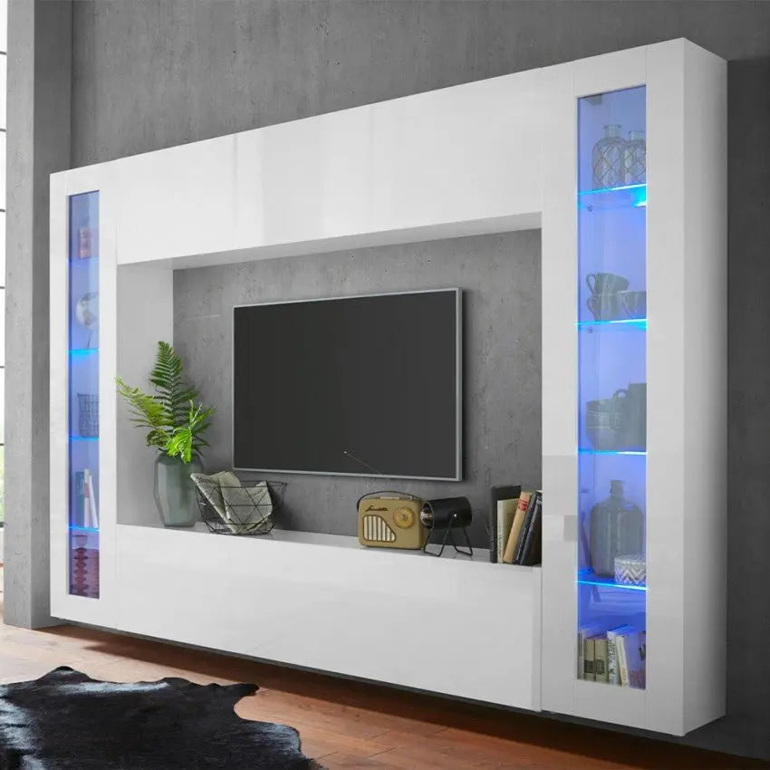 Soggiorno Moderno da 260 cm in Bianco Lucido - MARUSKA Soggiorni Italy Web forniture   