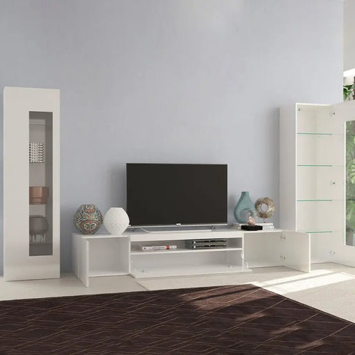 Porta TV con 2 vetrine Daiquiri in bianco lucido per il soggiorno Porta tv Web forniture   