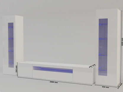 Porta TV con 2 vetrine Daiquiri in bianco lucido per il soggiorno Porta tv Web forniture   