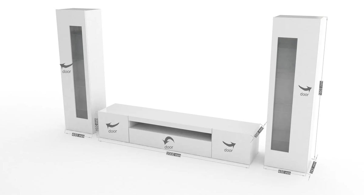 Porta TV con 2 vetrine Daiquiri in bianco lucido per il soggiorno Porta tv Web forniture   