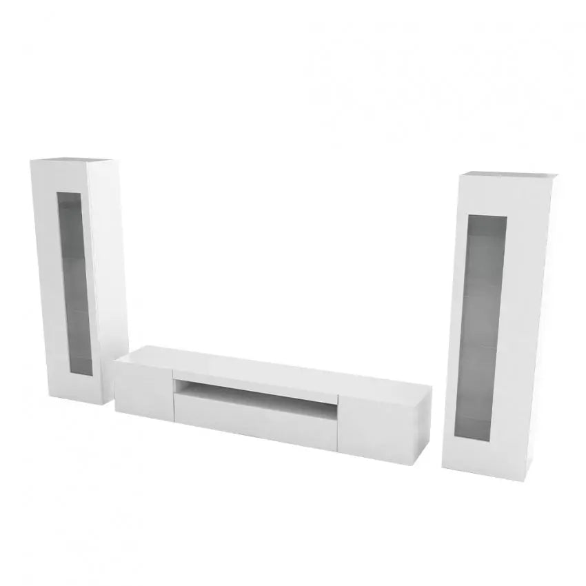 Porta TV con 2 vetrine Daiquiri in bianco lucido per il soggiorno Porta tv Web forniture   