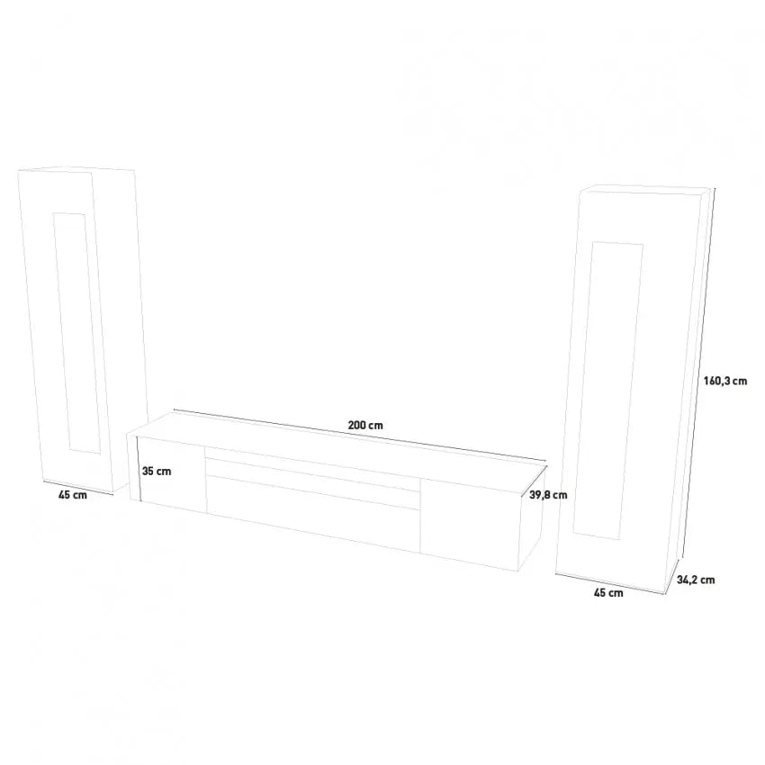 Porta TV con 2 vetrine Daiquiri in bianco lucido per il soggiorno Porta tv Web forniture   