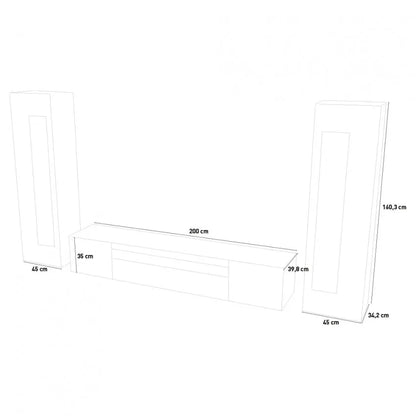 Porta TV con 2 vetrine Daiquiri in bianco lucido per il soggiorno Porta tv Web forniture   