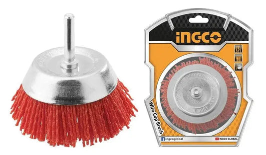 Spazzola a tazza con filo ondulato nylon e gambo 75 mm ingco Spazzole INGCO   
