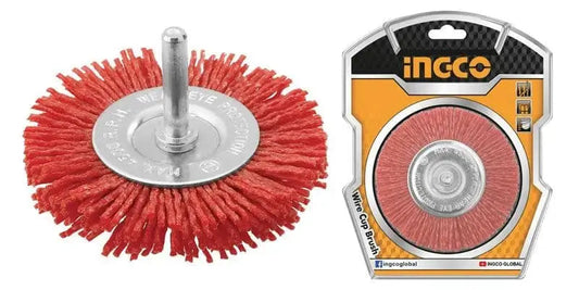 Spazzola circolare con filo ondulato nylon e gambo 75mm ingco Spazzole INGCO   