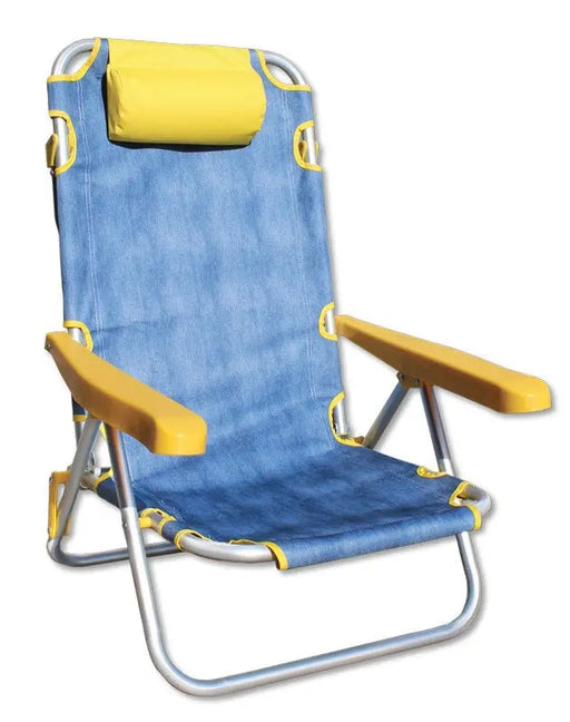 Spiaggina in alluminio tessuto jeans reclinabile in 5 posizioni blu-giallo Spiaggine Hobby Shop Solution   