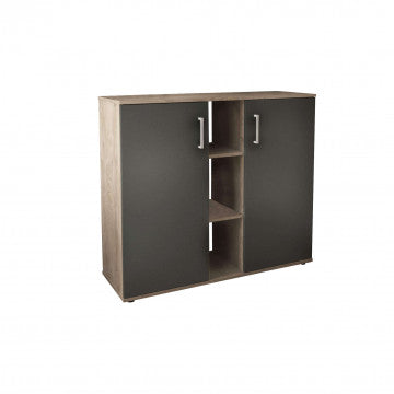 Mobiletto 2 Ante 3 Mensole Rovere Chiaro Antracite 101x87h cm