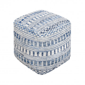 Pouf quadrato in cotone e lana avorio 40x40x40 cm