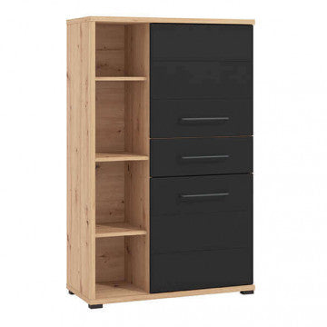 Vetrina in truciolare bilaminato rovere artigiano e nero 89,5x40x141,5 cm