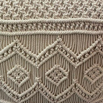 Pouf Milas in cotone bianco, peso 4 kg, struttura imbottita