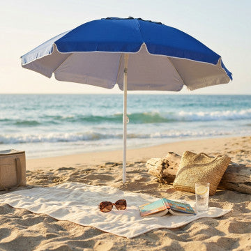 Ombrellone spiaggia poliestere protezione UV diametro 2 m palo metallo