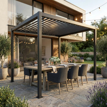 Pergola bioclimatica in alluminio con lamelle orientabili 300x400x250 cm