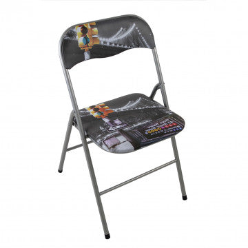 Sedia pieghevole seduta imbottita PVC tubo acciaio verniciato 44x45x79 cm