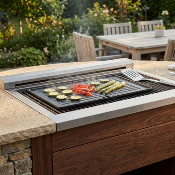 Piastra barbecue in ghisa nera, dimensioni 22x41,5 cm, spessore 1,4 cm