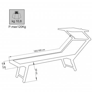 Lettino Rimini Alluminio Blu Regolabile 183x61x38h cm
