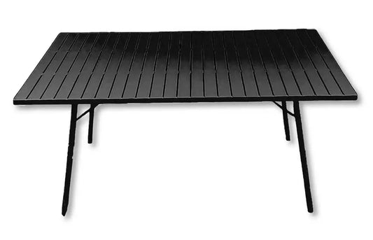 Tavolo da esterno Santorini in acciaio trattato nero opaco 120x80 cm, ideale per giardini e terrazze. Design moderno e resistente, by Eurogross.