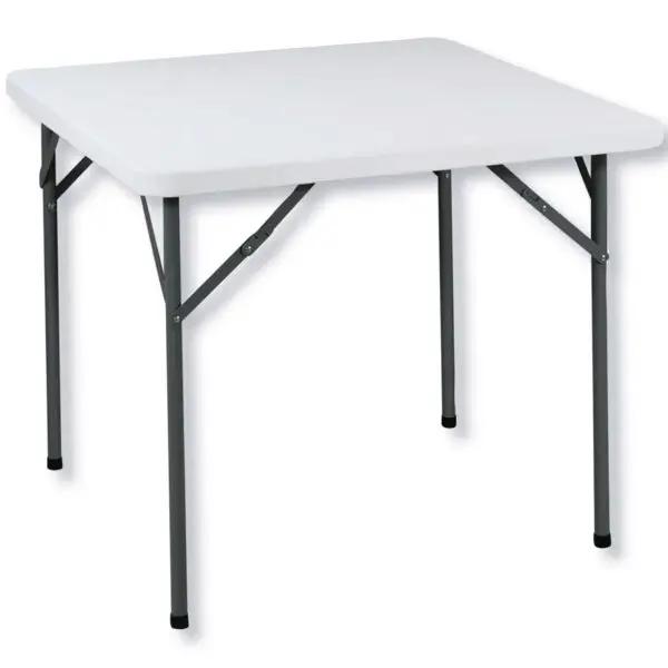 Table traiteur pliante - structure en acier et plateau en résine blanche