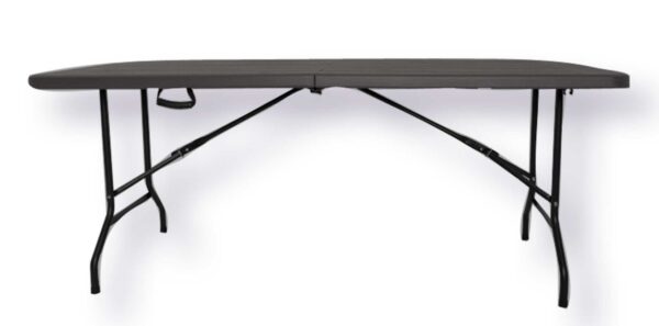 Klappbarer Biertisch 180x76 cm – Stahl und dunkelgrauer Harz-Holzeffekt