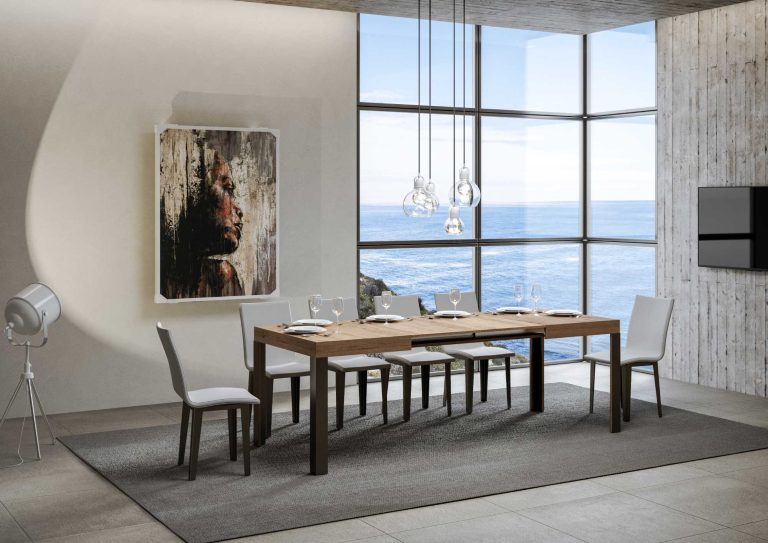 Table extensible Linea P. 90 avec structure en fer anthracite