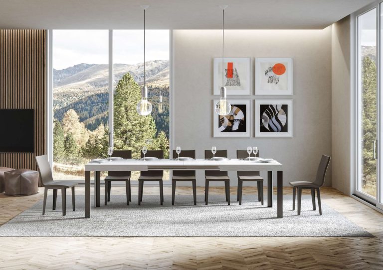 Table extensible Linea P. 90 avec structure en fer anthracite