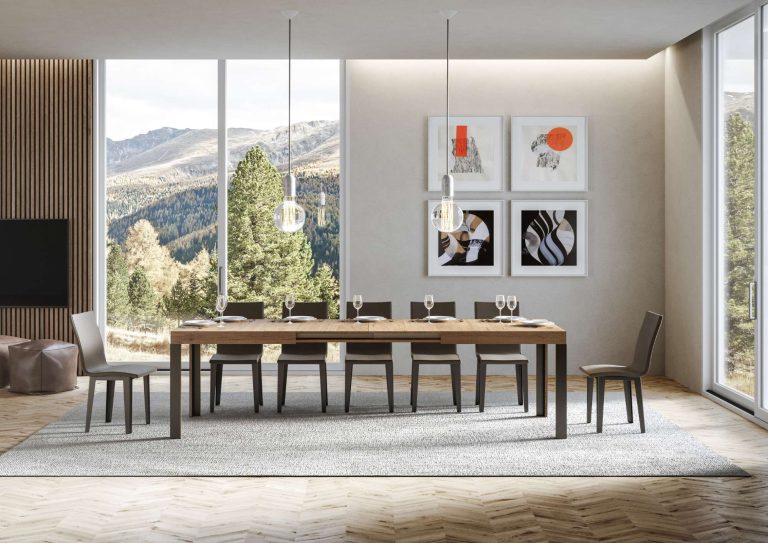 Table extensible Linea P. 90 avec structure en fer anthracite