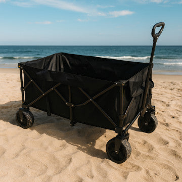 Carrello in metallo e poliestere nero, capacità 250 litri, 108x57x40 cm