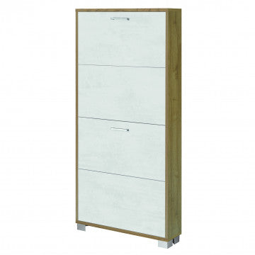 Scarpiera 4 ante MDF 70x18x154 cm Noce Stelvio e Ossido Bianco