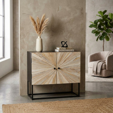Mobile con 2 ante in legno di mango e struttura in ferro 85x40x80 cm