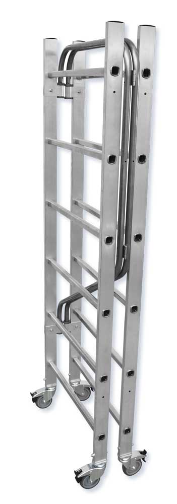 Trabattello in alluminio pieghevole con maniglie e ruote, struttura compatta e resistente, facile da trasportare e riporre, SKU: TRA-FX001FL