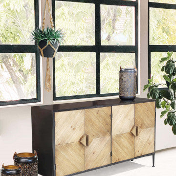 Mobile Derek in metallo e legno, dimensioni 147 x 44 x 85 cm