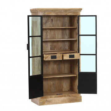 Mobile Chester in mango con 2 ripiani e 6 cassetti 90x45x180 cm